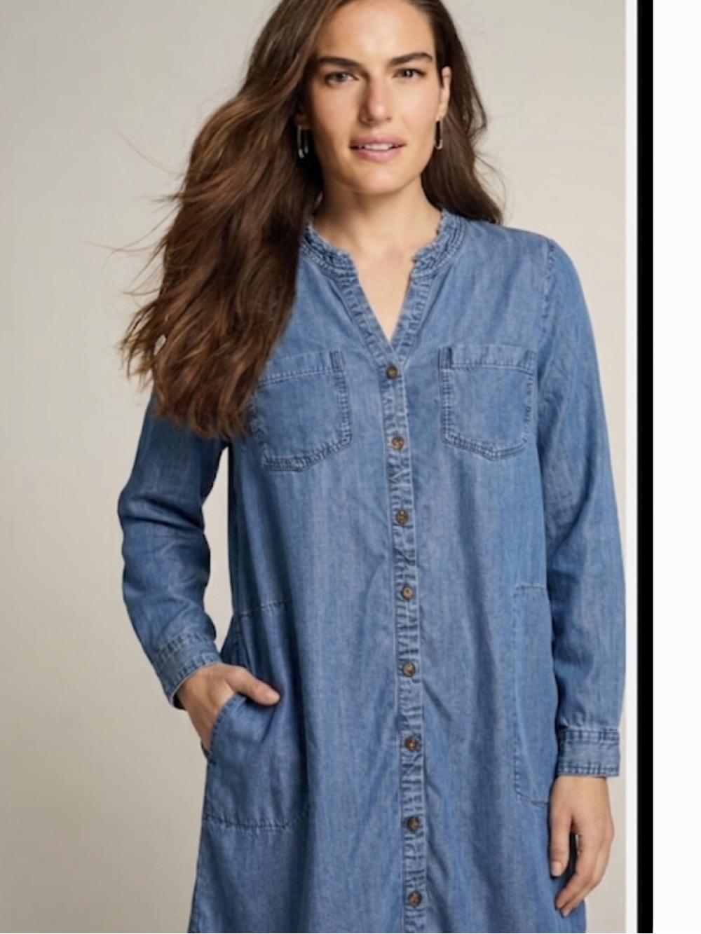 J Jill denim size S Light Wash Denim Button-Front Shirt Dress
